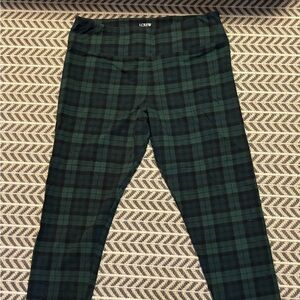 J. Crew Factory Dark Green Checkered Leggings